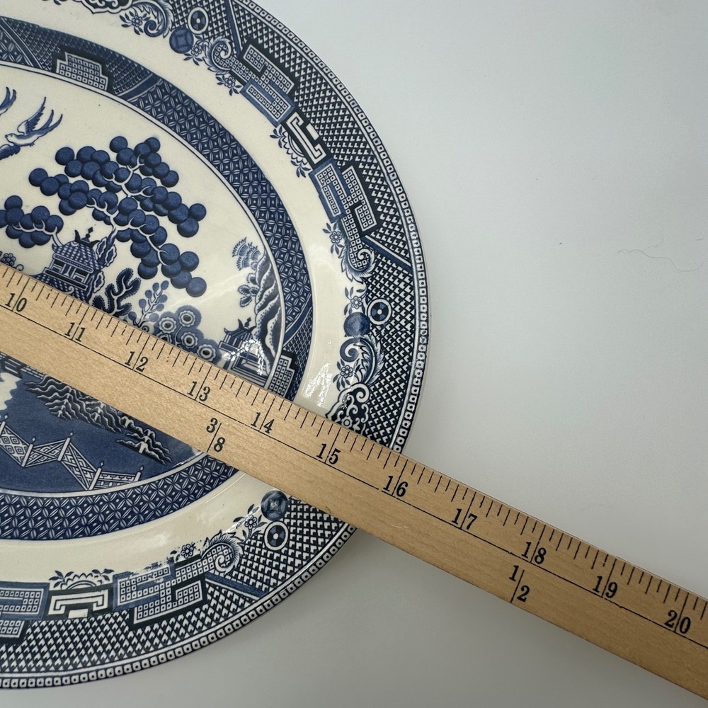 Johnson Brothers Willow Blue White Oval Serving Platter 16 Inch England Vintage - Picture 8 of 11